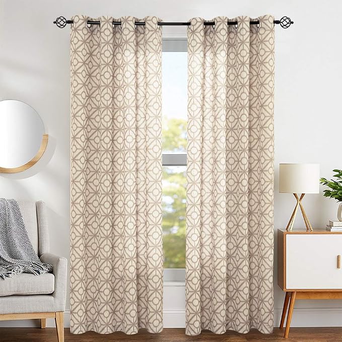 Amazon.com: Vangao Curtains Linen Textured Print Moroccan Grommet Top