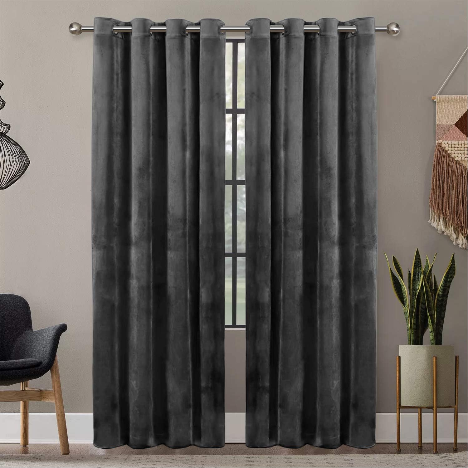 Oxford Homeware® Crushed Velvet Eyelet Curtains 66x72 Super Soft Lined
