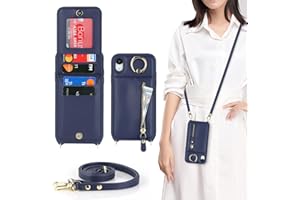 DEYHU iPhone XR Phone Case with Card Holder for Women, iPhone XR Case Wallet with Strap Credit Card Slots Crossbody with Kickstand Zipper Case for iPhoneXR - Blue