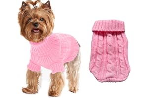 JUOMIIEL Dog Sweaters for Small Dogs Girl Boy, XS Yorkie Sweaters XXS Puppy Doggie Sweater Winter Warm Dog Turtleneck Knitwear Pullover for Chihuahua Fall Winter Cold Weather (XS(only for Small Dogs), Pink)