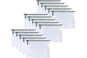 Oaimyy Plastic Mesh Zipper Pouch Document Folders Bag Zip File Bags for Organizing,Office Supplies, Board Game Organization,Home Storage-15 Pcs (Black, 4"x 6")