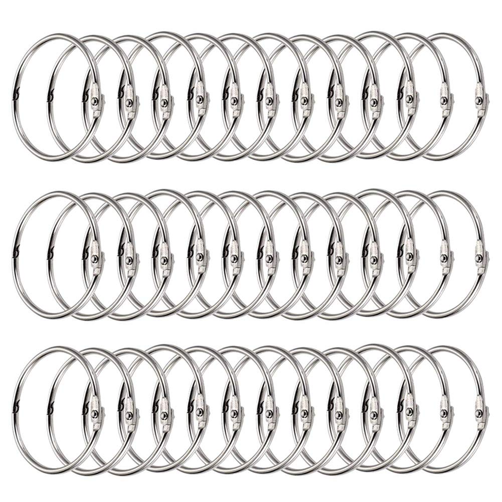 Ring Binder Rings, Paper Rings, Leaf Binder,100 Pieces Metal Ring Binder Silver Loose Leaf Cue Cards Revision Cards Album Rings（Diameter 25mm）