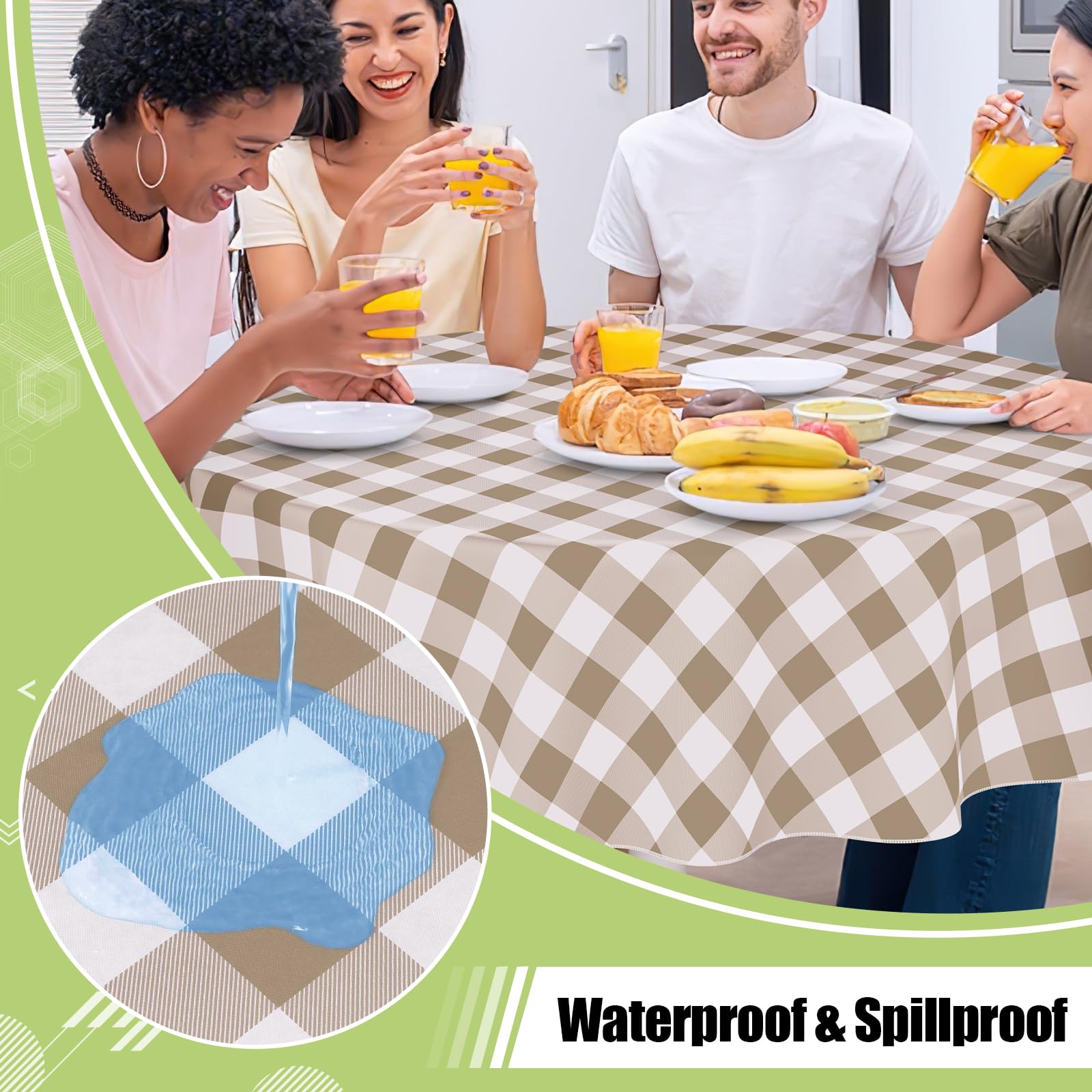 Condition photo showing New/Like New for smiry plastic table cloth, waterproof vinyl tablecloth with flannel backing, wipeable buffalo plaid 