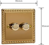 Varilight V-Pro 2 Gang Dimmer Switch Georgian Brass Rope Edge 250W view 4