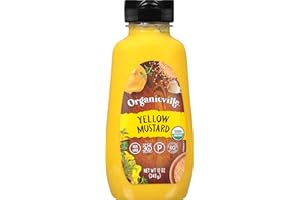 Organicville Yellow Mustard - Mustard Yellow Organic, Yellow Mustard, Vegan, Gluten Free, USDA Organic, Non-GMO, Paleo, Whole 30, Keto-Friendly Mustard - 12 Oz