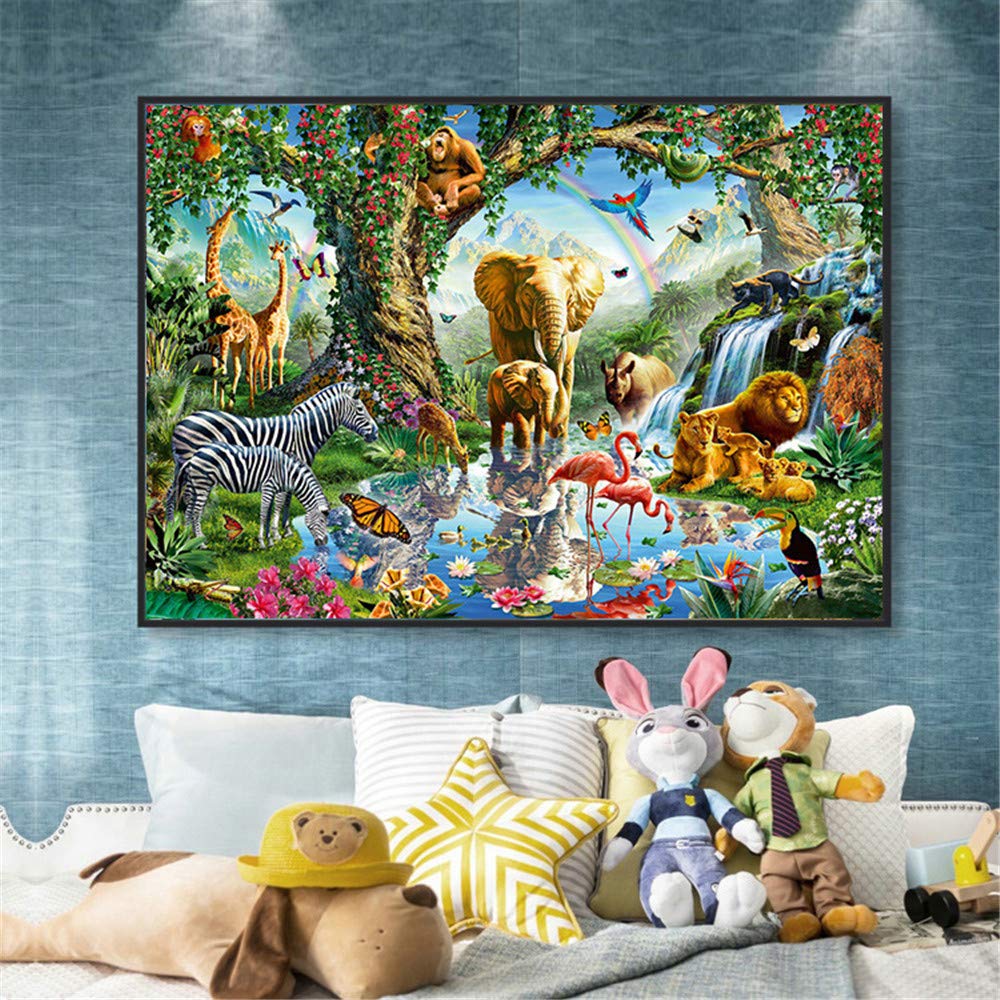 Nicole Knupfer Diamond Painting Set Animal World 5D Diamond Painting Set Full Embroidery Large Pictures DIY Diamonds Painting (70 x 50 cm)