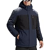 FREE SOLDIER Men's Waterproof Ski Snow Jacket Fleece Lined Warm Winter RainCoat Windbreaker Snowboarding Jacket with Hood