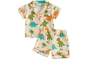 Toddler Kid Boy Summer Outfit Cotton Linen Short Sleeve Button Down Shirt Elastic Waist Shorts Casual Clothes