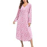 Ekouaer Nightgowns for Women Long Sleeve Nightgown Long Sleepwear Button Down Sleep Shirt Soft Night Gown S-4XL