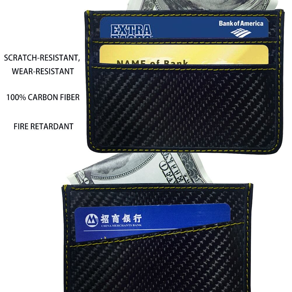 RFID Blocking MGCFTan Money Clip Glossy Carbon Fiber wallet Credit Card Business Card Holder 3K twill Gold