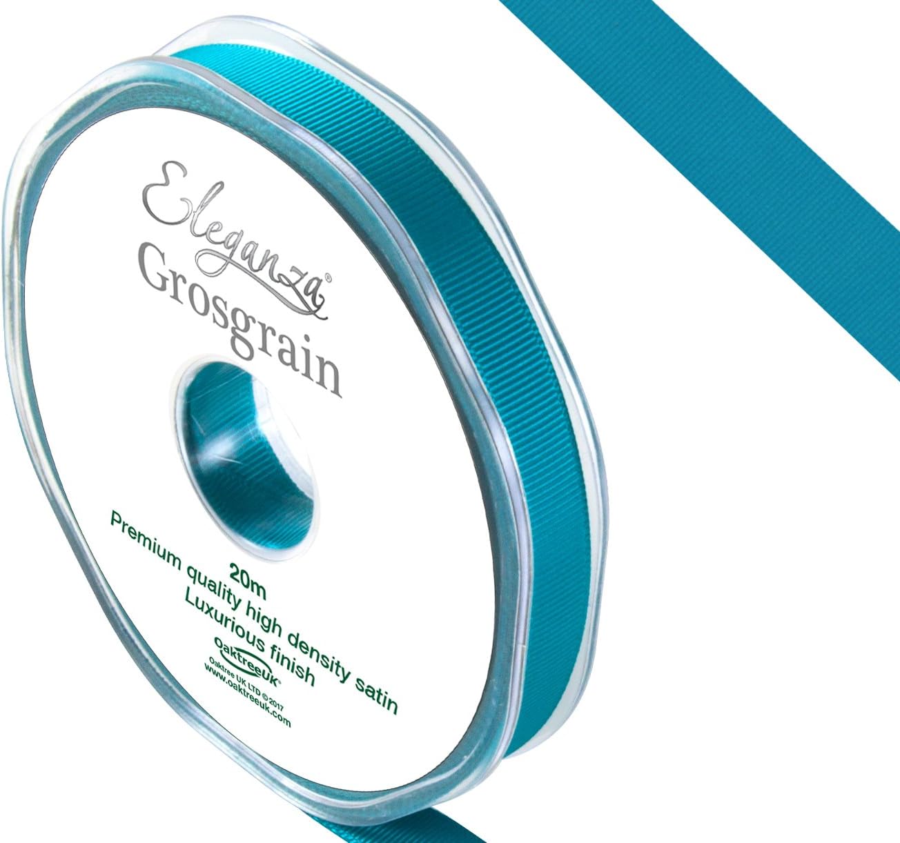 ELEGANZAPremium Quality Grosgrain Ribbon, Satin, Teal, 11 x 11 x 1 cm