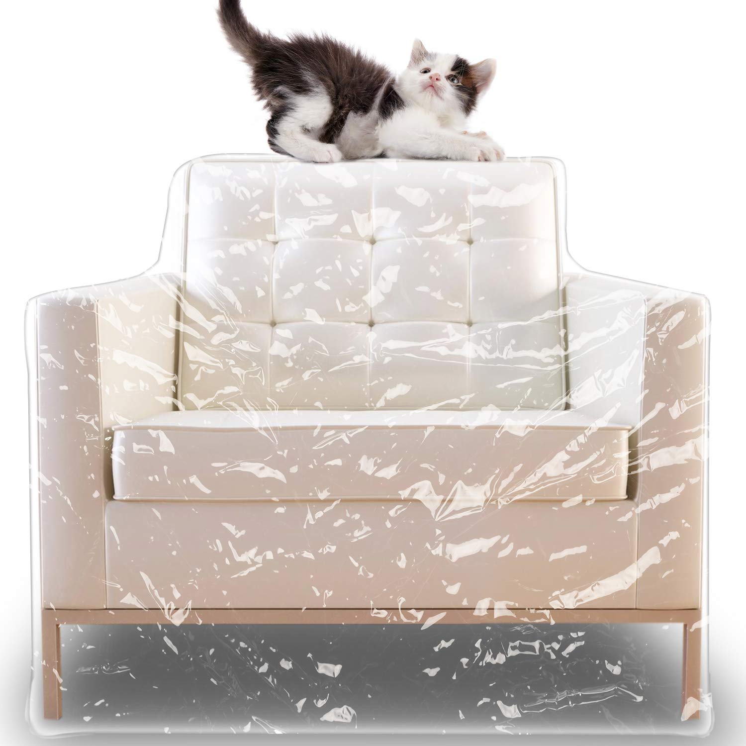 STARTWO Clear Thicker Plastic Couch Cover Cat Scratching Protector