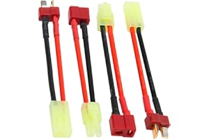 SHARE GOO 2 Pairs ShareGoo Adapter Compatible with Mini Tamiya Style Plug to Deans T Plug Male Female Connector 16AWG Silicone Cable Wire for RC ESC Car Truck FPV Lipo Battery Charging,3.14"