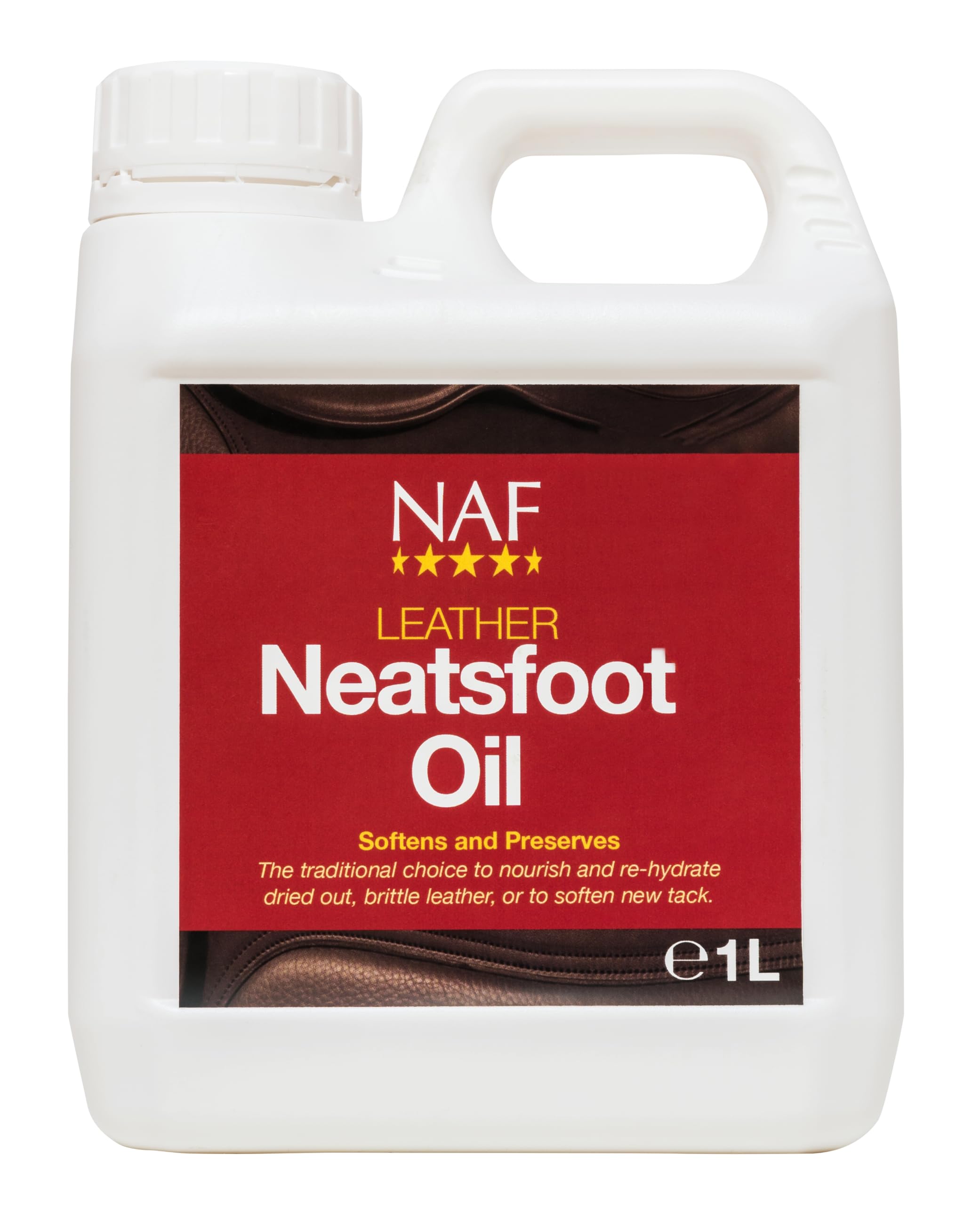 NAF Leather Neatsfoot Oil 1L – Traditional Leather Conditioner – Softens, Restores & Protects Tack – Ideal for Saddles, Bridles & Leatherwork