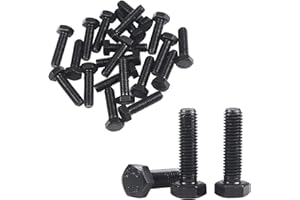 MRIUUOD 20Pcs M8 Hex Bolts M8x30mm Carbon Steel Grade 12.9 Black Oxide 1.25mm Pitch Fully Threaded Hex Tap Bolts Hexagon Head Screw Machine Bolts Right Hand