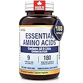 Herba Essential Amino Acids Supplement – 180 Capsules | All 9 EAA Supplement in Free Form - including Complete BCAA | Vegan F