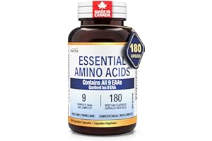 Herba Essential Amino Acids Supplement – 180 Capsules | All 9 EAA Supplement in Free Form - including Complete BCAA | Vegan F