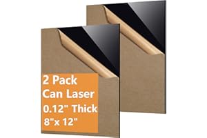 POLVTOR 2 Pcs Black Acrylic Sheets for Laser Cutting 3mm 1/8 in Thick 8×12in Hard Acrylic Sheets with Protective Paper for Handcrafts Signs