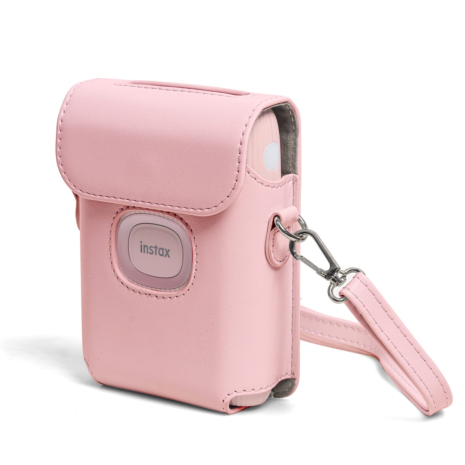 HIYQIN Protective Case for Fujifilm Instax Mini Link 2 - Instax Mini Link 2 Printer Case - Mini Link 2 Cover with Shoulder Strap - Soft Pink