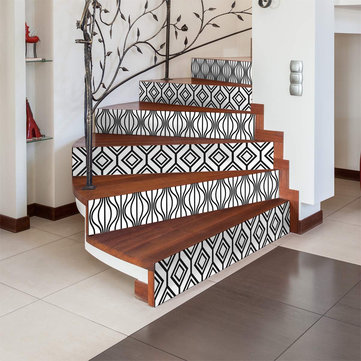4 Adhesive Stickers for Stairs Tiles | Cement Tile Riser Sticker – Tile Risers – Azulejos – 15 x 105 cm – 4 Strips