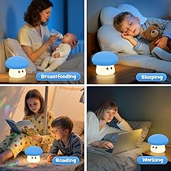Squishy Big Eyes Mushroom Night Light with RGB Mode