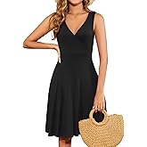 WEACZZY Summer Dresses for Women V Neck Wrap Sundress Sleeveless Flowy Tank Dress Beach Holiday Sundresses with Pockets
