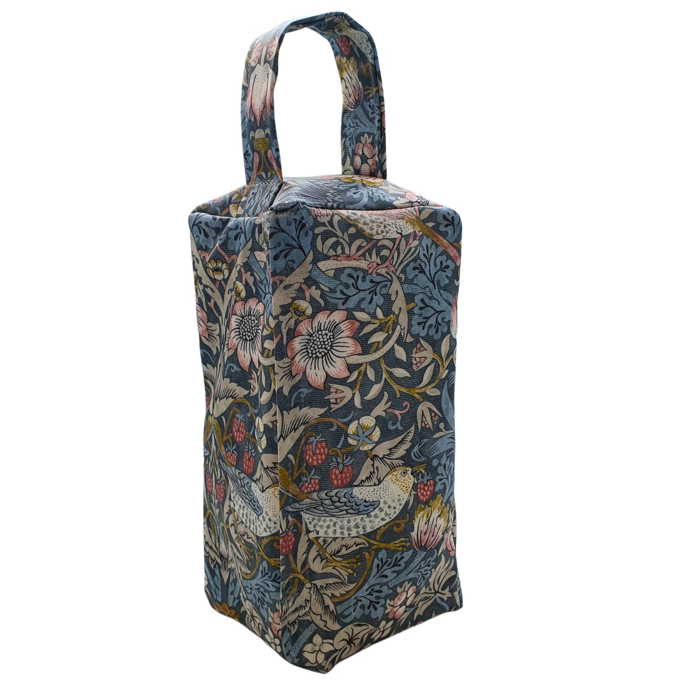 William Morris Fabric Door Stop, Tall Decorative Oilcloth Door Stopper for Outdoor, Indoor, Patio, Kitchen, Bedroom Use - 20cm/8in Tall Fabric Door Stop - Unfilled… (WM Strawberry Thief Grey)