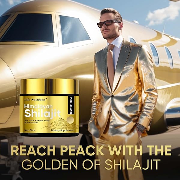 LIFE NUTRITION SHILAJIT PURE HIMALAYAN ORGANIC RESIN, 500MG NATURAL SHILAJIT RESIN SUPPLEMENT WITH 85+ TRACE MINERALS COMPLEX