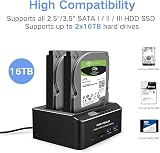 RSHTECH Dual Bay SATA HDD SSD Docking Station USB 3.0 SD Card Clone 16TB view 4