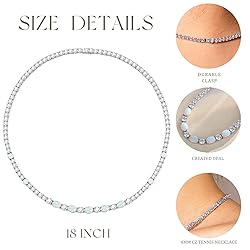 FANCIME Sterling Silver Opal Tennis Necklace