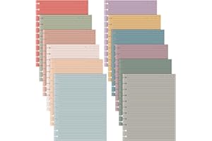 PerKoop 12 Pack 480 Sheets Colored Discbound Refill Paper 8.5 x 11 Inch College Ruled 11 Disc Letter Size Lined Paper Multicolored Notebooks for Refill Journaling(Retro Color)