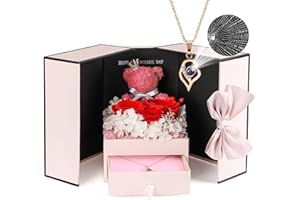 ADDWel Preserved Rose Gifts for Her- Unique Forever Preserved Real Rose with I Love You Necklace 100 Languages, Eternal Rose Gifts for Women Mom Girlfriend Wife Sister on Birthday or Anniversary