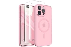 CAPRARO Magnetic for iPhone 15 Pro Max Case, [Compatible with MagSafe] [Full Camera Protection] [14FT Drop Protection] Shockproof Protective Slim Translucent Phone Case, Peach Pink