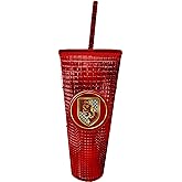 Spoontiques Harry Potter Diamond Tumbler, 20oz - Textured Cup w/Staw, Double Wall Insulated, BPA Free - Gryffindor