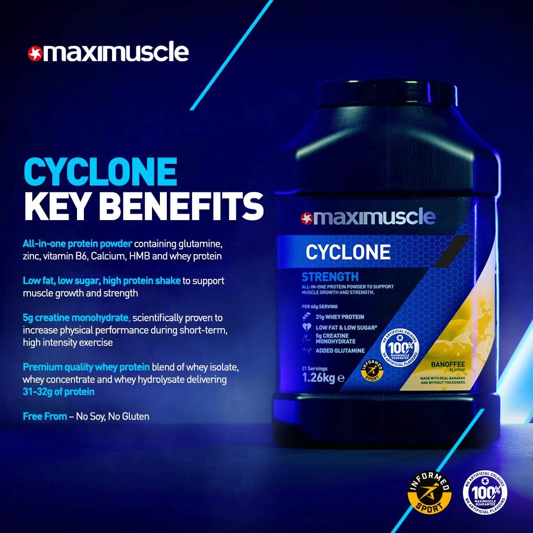 MaxiNutrition Cyclone, Strawberry, Premium Whey Protein Powder + Creatine, Glutamine & HMB, Low in Sugar and Fat - Image 4