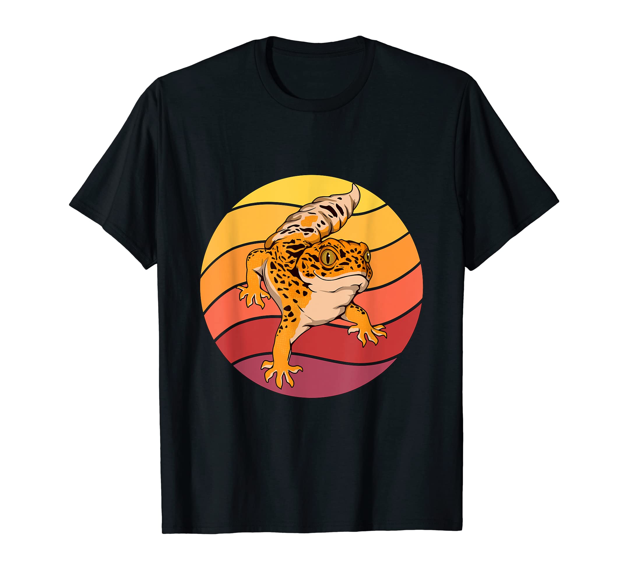 Leopard Gecko Retro Sunset Reptile Art Leopard Geckos T-Shirt
