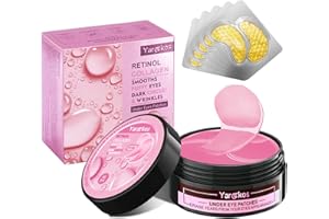 Yargkos Pink Eye Mask 60Pcs, 5 Portable 24K Gold Collagen Under Eye Patches, 30 Pairs Hydrating Undereye Gel Pads for Women M
