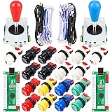 EG STARTS 2 Player Arcade Joystick DIY Parts 2X USB Encoder + 2X Ellipse Oval Joystick Hanlde + 18x American Style Arcade But