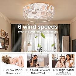MOBEYU 12.5" Caged Ceiling Fans with Lights，Flush