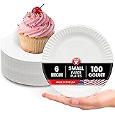Hygloss Paper Plates 6-Inch, 100 Count, White, Uncoated, Microwave Safe | Bulk small disposable dessert plates for party, cake, appetizer, snack, foodware and crafts, environmentally friendly