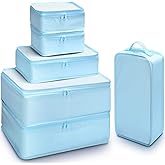 Mossio 6 Set Packing Cubes with Shoe Bag - Lightweight Travel Luggage Suitcase Organizers
