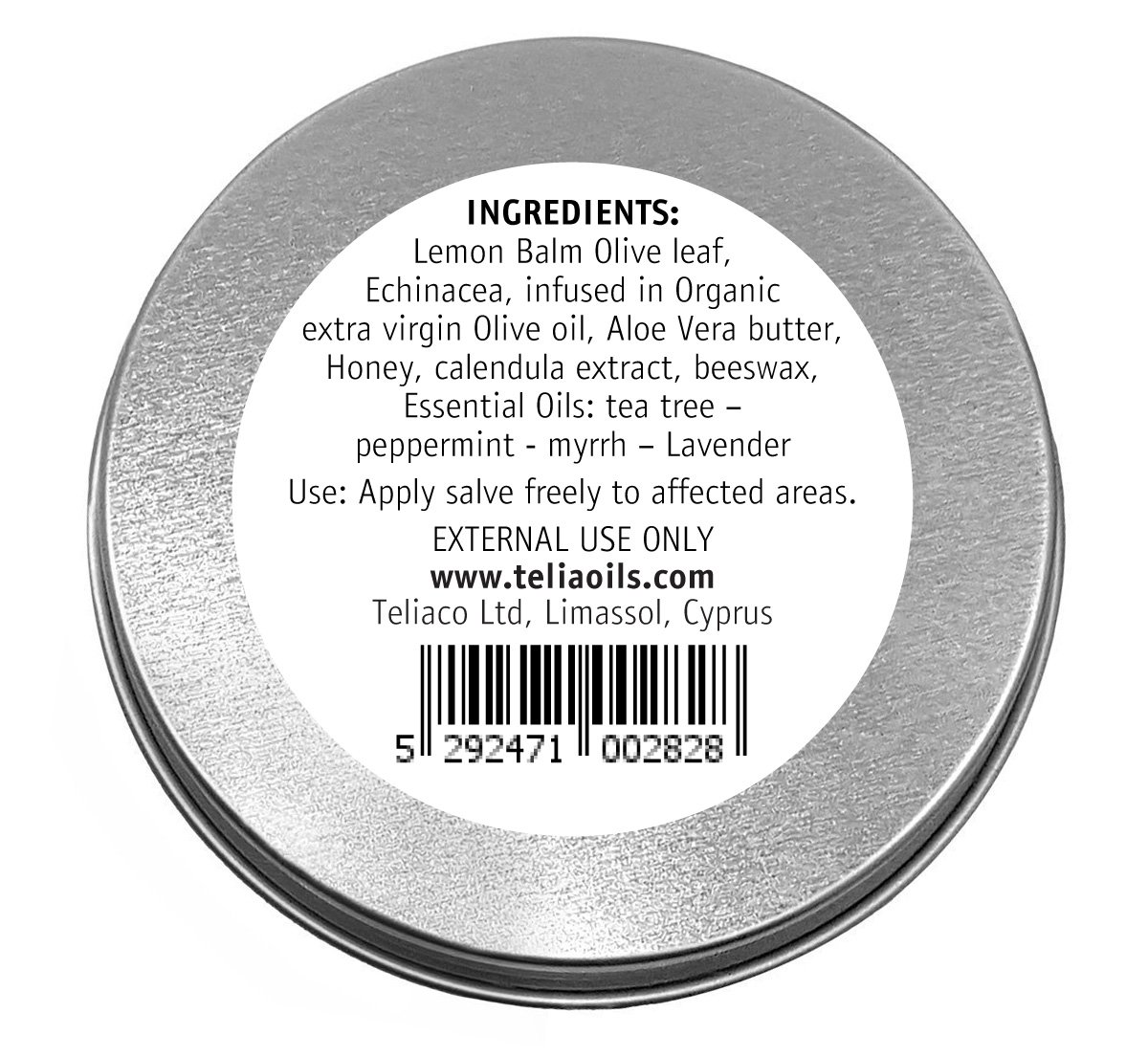 Teliaoils Lemon Balm Salve, Fast Acting/Natural Salve. Cold Sores - Skin Rashes - Irritated Skin - Itchy Skin. (1.7 Oz / 50 Ml)
