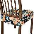 FORCHEER Dining Chair Seat Covers Set of 4,Stretch Floral Printed Velvet Seat Protect Covers, Chair Seat Cushion Covers for Dining Room Wodern Chairs The Seat Only.