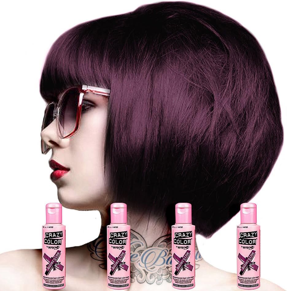 Crazy Color Semi-Permanent Hair Dye 4 Pack 100ml Aubergine