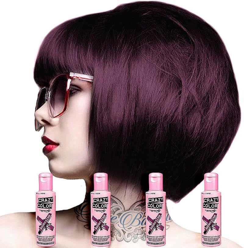 Crazy Color Semi-Permanent Hair Dye 4 Pack 100ml Aubergine