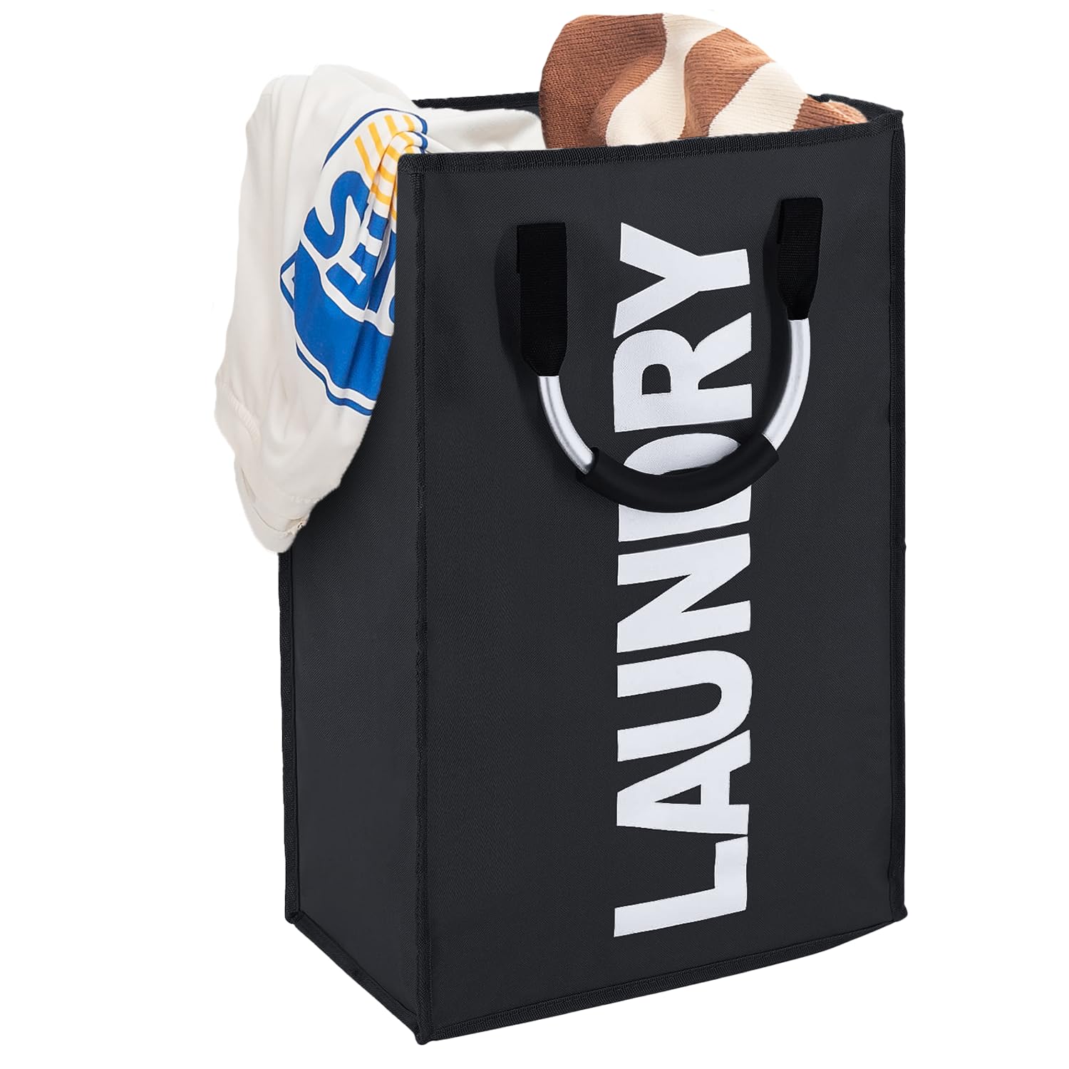 FB FunkyBuys 42L Foldable Laundry Basket, Large Laundry Bag with Carry Handles, Durable Washing Baskets for Laundry, Labelled Laundry Bin for Clothes, Wash Baskets for laundry Room and Bedroom