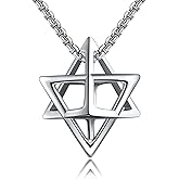 HUKKUN Sterling Silver Star of David Necklace - Metatron Necklace Gift for Men