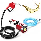 VEVOR Diesel Fuel Transfer Pump Kit, 12V 10 GPM DC with Automatic Shut-off Nozzle and Hose, Portable Electric Self-Priming Fuel Extractor Pump, for Diesel, Kerosene, Machine Oil, and Transformer Oil