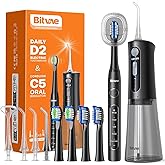 Water Flosser and Electric Toothbrush Combo - Cordless Water Flosser for Teeth - 5 Modes Sonic Electric Toothbrush, 3 Modes Portable Water Floss…