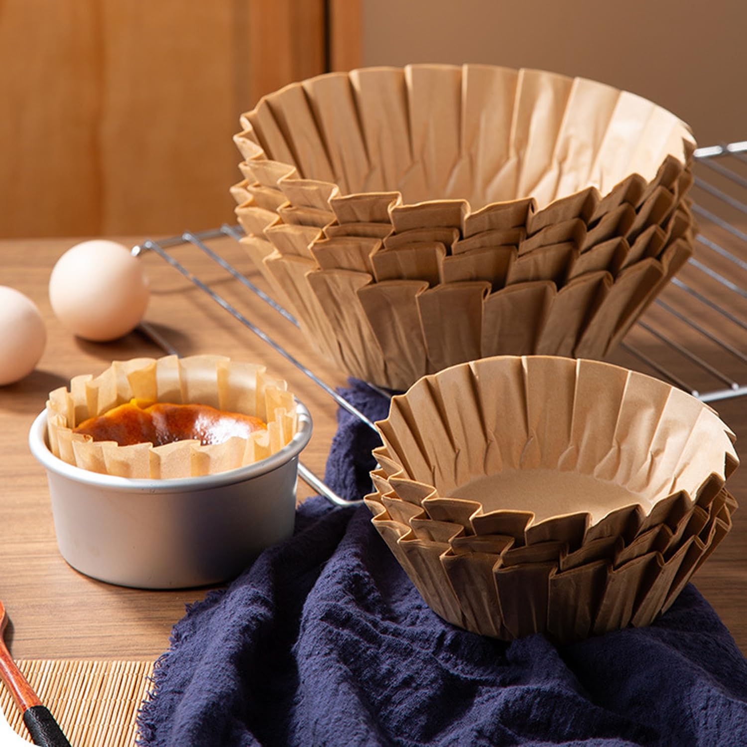 Photo 1 of 100PCS Basques Cake Paper, 4 Inch Round Parchment Paper, Non-Stick Cupcake Cheesecake Liners Disposable for Air Fryer,Microwave,Oven